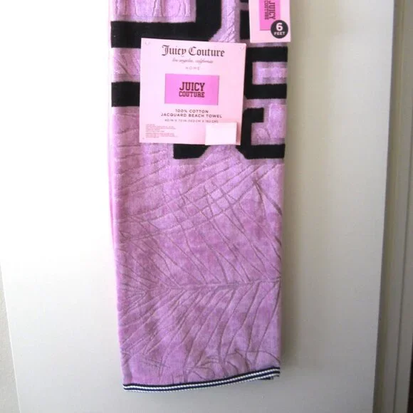 Juicy Couture Lavender Purple Jacquard Beach Towel 6 Ft - Picture 2 of 5